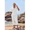 COOFANDY Men’s 2 Pieces Linen Set Henley Shirt Short Sleeve and Harem Capri Pants Wide Leg Baggy Beach Yoga Trousers Outfits(01-white)