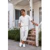 COOFANDY Men’s 2 Pieces Linen Set Henley Shirt Short Sleeve and Harem Capri Pants Wide Leg Baggy Beach Yoga Trousers Outfits(01-white)