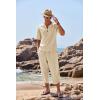 COOFANDY Men’s 2 Pieces Linen Set Henley Shirt Short Sleeve and Harem Capri Pants Wide Leg Baggy Beach Yoga Trousers Outfits(Beige)