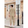 COOFANDY Men’s 2 Pieces Linen Set Henley Shirt Short Sleeve and Harem Capri Pants Wide Leg Baggy Beach Yoga Trousers Outfits(Khaki)