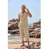 COOFANDY Men’s 2 Pieces Linen Set Henley Shirt Short Sleeve and Harem Capri Pants Wide Leg Baggy Beach Yoga Trousers Outfits(Khaki)