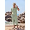 COOFANDY Men’s 2 Pieces Linen Set Henley Shirt Short Sleeve and Harem Capri Pants Wide Leg Baggy Beach Yoga Trousers Outfits(Light Green)