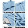 COOFANDY Men’s 2 Pieces Outfits Casual Quarter Zip Polo Shirt and Shorts Set Athletic Jogging Summer Tracksuit(Light Blue)