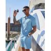 COOFANDY Men’s 2 Pieces Outfits Casual Quarter Zip Polo Shirt and Shorts Set Athletic Jogging Summer Tracksuit(Light Blue)