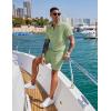 COOFANDY Men’s 2 Pieces Outfits Casual Quarter Zip Polo Shirt and Shorts Set Athletic Jogging Summer Tracksuit(Light Green)