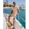 COOFANDY Men’s 2 Pieces Outfits Casual Quarter Zip Polo Shirt and Shorts Set Athletic Jogging Summer Tracksuit(Light Khaki)