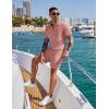 COOFANDY Men’s 2 Pieces Outfits Casual Quarter Zip Polo Shirt and Shorts Set Athletic Jogging Summer Tracksuit(Pink)