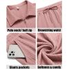 COOFANDY Men’s 2 Pieces Outfits Casual Quarter Zip Polo Shirt and Shorts Set Athletic Jogging Summer Tracksuit(Pink)