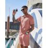 COOFANDY Men’s 2 Pieces Outfits Casual Quarter Zip Polo Shirt and Shorts Set Athletic Jogging Summer Tracksuit(Pink)