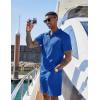 COOFANDY Men’s 2 Pieces Outfits Casual Quarter Zip Polo Shirt and Shorts Set Athletic Jogging Summer Tracksuit(Royal Blue)