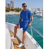 COOFANDY Men’s 2 Pieces Outfits Casual Quarter Zip Polo Shirt and Shorts Set Athletic Jogging Summer Tracksuit(Royal Blue)