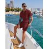 COOFANDY Men’s 2 Pieces Outfits Casual Quarter Zip Polo Shirt and Shorts Set Athletic Jogging Summer Tracksuit(Wine Red)