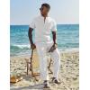 COOFANDY Men’s 2 Pieces Set Short Sleeve Casual Henley Shirts Beach Yoga Pants Summer Beach Outfit(All White)