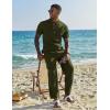 COOFANDY Men’s 2 Pieces Set Short Sleeve Casual Henley Shirts Beach Yoga Pants Summer Beach Outfit(Army Green)