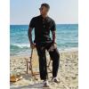 COOFANDY Men’s 2 Pieces Set Short Sleeve Casual Henley Shirts Beach Yoga Pants Summer Beach Outfit(Black)