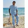 COOFANDY Men’s 2 Pieces Set Short Sleeve Casual Henley Shirts Beach Yoga Pants Summer Beach Outfit(Light Blue)