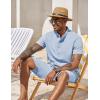 COOFANDY Men’s 2 Pieces Set Short Sleeve Henley Shirts and Shorts Pants Texture Summer Beach Vacation Outfits(A-flecking Blue)