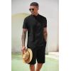 COOFANDY Men’s 2 Pieces Set Short Sleeve Henley Shirts and Shorts Pants Texture Summer Beach Vacation Outfits(Black)
