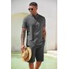 COOFANDY Men’s 2 Pieces Set Short Sleeve Henley Shirts and Shorts Pants Texture Summer Beach Vacation Outfits(Dark Gray)