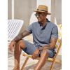 COOFANDY Men’s 2 Pieces Set Short Sleeve Henley Shirts and Shorts Pants Texture Summer Beach Vacation Outfits(Flecking Navy Blue)