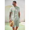 COOFANDY Men’s 2 Pieces Set Short Sleeve Henley Shirts and Shorts Pants Texture Summer Beach Vacation Outfits(Light Green)