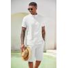 COOFANDY Men’s 2 Pieces Set Short Sleeve Henley Shirts and Shorts Pants Texture Summer Beach Vacation Outfits(White)
