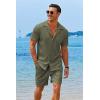 COOFANDY Men’s 2 Pieces Shirt Sets Short Sleeve Casual Button Down Hippie T-Shirts Shorts Sets Summer Fashion Beach Outfits(Army Green)