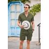 COOFANDY Men’s 2 Pieces Shirt Sets Short Sleeve Casual Button Down Hippie T-Shirts Shorts Sets Summer Fashion Beach Outfits(Army Green)