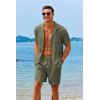 COOFANDY Men’s 2 Pieces Shirt Sets Short Sleeve Casual Button Down Hippie T-Shirts Shorts Sets Summer Fashion Beach Outfits(Army Green)