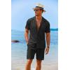 COOFANDY Men’s 2 Pieces Shirt Sets Short Sleeve Casual Button Down Hippie T-Shirts Shorts Sets Summer Fashion Beach Outfits(Black)