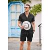 COOFANDY Men’s 2 Pieces Shirt Sets Short Sleeve Casual Button Down Hippie T-Shirts Shorts Sets Summer Fashion Beach Outfits(Black)