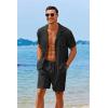 COOFANDY Men’s 2 Pieces Shirt Sets Short Sleeve Casual Button Down Hippie T-Shirts Shorts Sets Summer Fashion Beach Outfits(Black)