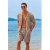 COOFANDY Men’s 2 Pieces Shirt Sets Short Sleeve Casual Button Down Hippie T-Shirts Shorts Sets Summer Fashion Beach Outfits(Brown)