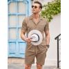 COOFANDY Men’s 2 Pieces Shirt Sets Short Sleeve Casual Button Down Hippie T-Shirts Shorts Sets Summer Fashion Beach Outfits(Brown)