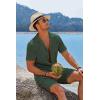 COOFANDY Men’s 2 Pieces Shirt Sets Short Sleeve Casual Button Down Hippie T-Shirts Shorts Sets Summer Fashion Beach Outfits(Dark Green)