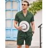 COOFANDY Men’s 2 Pieces Shirt Sets Short Sleeve Casual Button Down Hippie T-Shirts Shorts Sets Summer Fashion Beach Outfits(Dark Green)