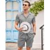 COOFANDY Men’s 2 Pieces Shirt Sets Short Sleeve Casual Button Down Hippie T-Shirts Shorts Sets Summer Fashion Beach Outfits(Grey)