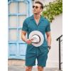 COOFANDY Men’s 2 Pieces Shirt Sets Short Sleeve Casual Button Down Hippie T-Shirts Shorts Sets Summer Fashion Beach Outfits(Lake Blue)