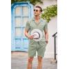 COOFANDY Men’s 2 Pieces Shirt Sets Short Sleeve Casual Button Down Hippie T-Shirts Shorts Sets Summer Fashion Beach Outfits(Light Green)