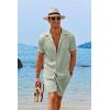 COOFANDY Men’s 2 Pieces Shirt Sets Short Sleeve Casual Button Down Hippie T-Shirts Shorts Sets Summer Fashion Beach Outfits(Light Green)
