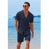 COOFANDY Men’s 2 Pieces Shirt Sets Short Sleeve Casual Button Down Hippie T-Shirts Shorts Sets Summer Fashion Beach Outfits(Navy Blue)