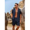 COOFANDY Men’s 2 Pieces Shirt Sets Short Sleeve Casual Button Down Hippie T-Shirts Shorts Sets Summer Fashion Beach Outfits(Navy Blue)