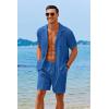 COOFANDY Men’s 2 Pieces Shirt Sets Short Sleeve Casual Button Down Hippie T-Shirts Shorts Sets Summer Fashion Beach Outfits(Royal Blue)