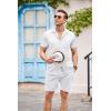 COOFANDY Men’s 2 Pieces Shirt Sets Short Sleeve Casual Button Down Hippie T-Shirts Shorts Sets Summer Fashion Beach Outfits(White)
