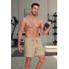 COOFANDY Men’s 2 in 1 Running Shorts 2 Pack Athletic Shorts Quick Dry Gym Training Workout Shorts with Pockets(Khaki/Grey)