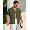 COOFANDY Mens 2025 Fashion Textured Shirts Short Sleeve Summer Beach Shirt Casual Button Down Shirts(Army Green)