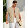 COOFANDY Mens 2025 Fashion Textured Shirts Short Sleeve Summer Beach Shirt Casual Button Down Shirts(Beige)