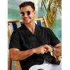 COOFANDY Mens 2025 Fashion Textured Shirts Short Sleeve Summer Beach Shirt Casual Button Down Shirts(Black)