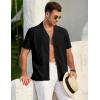 COOFANDY Mens 2025 Fashion Textured Shirts Short Sleeve Summer Beach Shirt Casual Button Down Shirts(Black)
