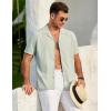 COOFANDY Mens 2025 Fashion Textured Shirts Short Sleeve Summer Beach Shirt Casual Button Down Shirts(Light Green)